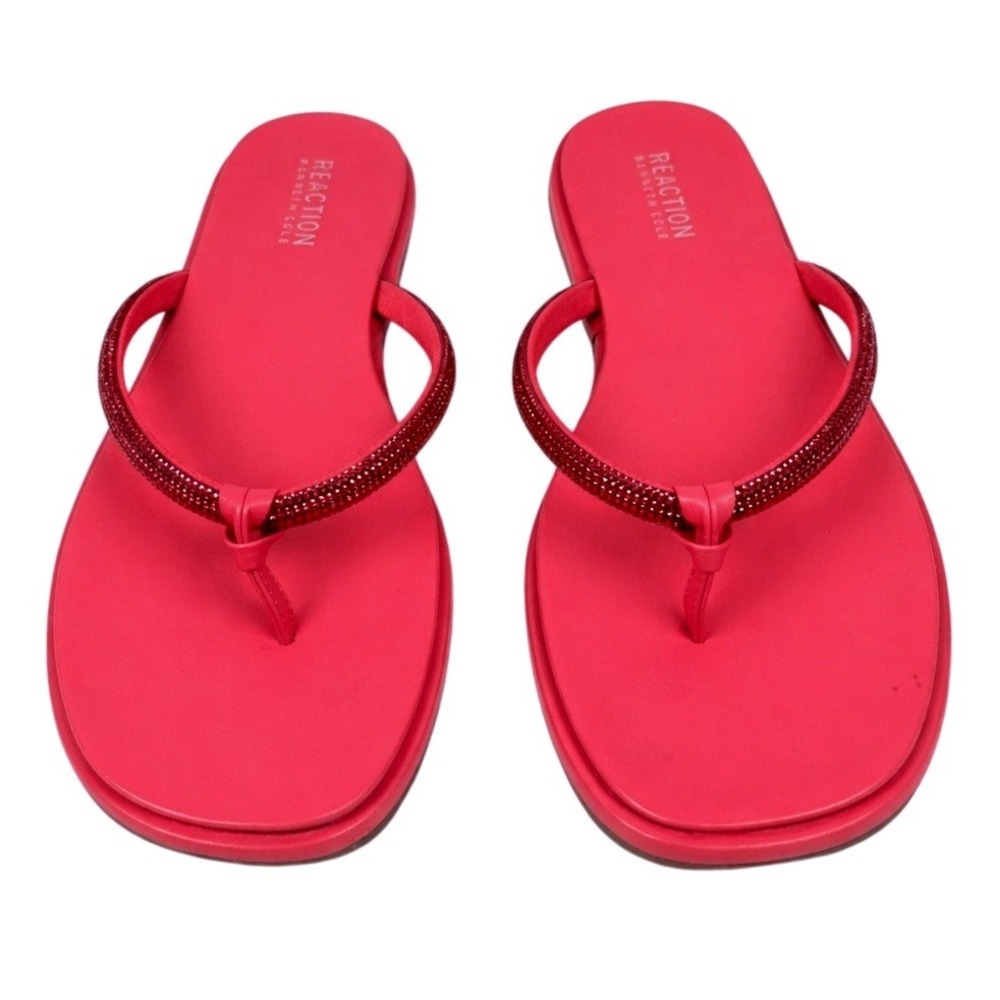 Kenneth Cole Reaction Wynwood Crystal Strap Flip Flop Sandals Pink Womens 10